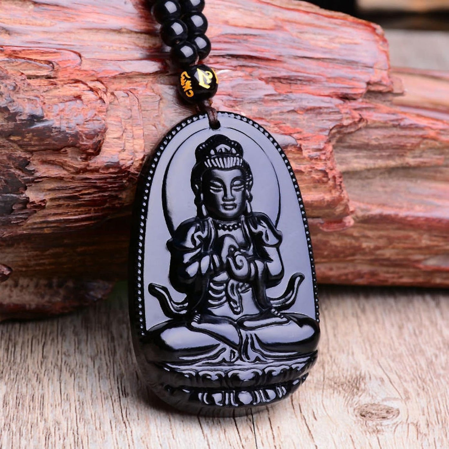 COLLAR BUDA DE OBSIDIANA🔮
