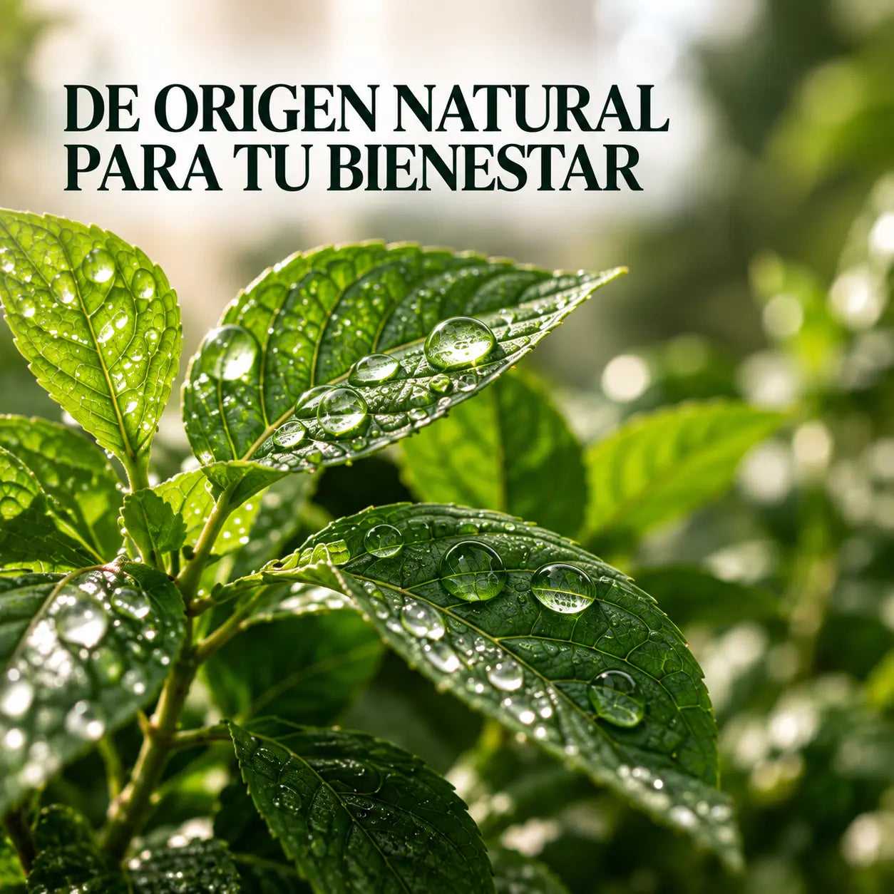 Hojas verdes con gotas de rocío