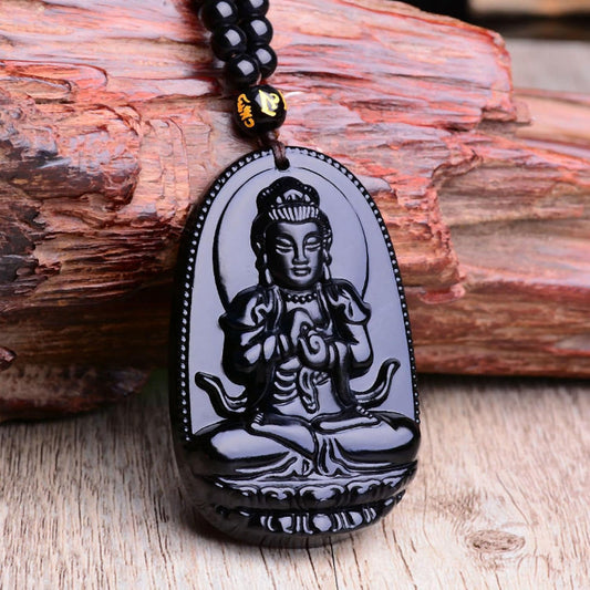 COLLAR BUDA DE OBSIDIANA🔮