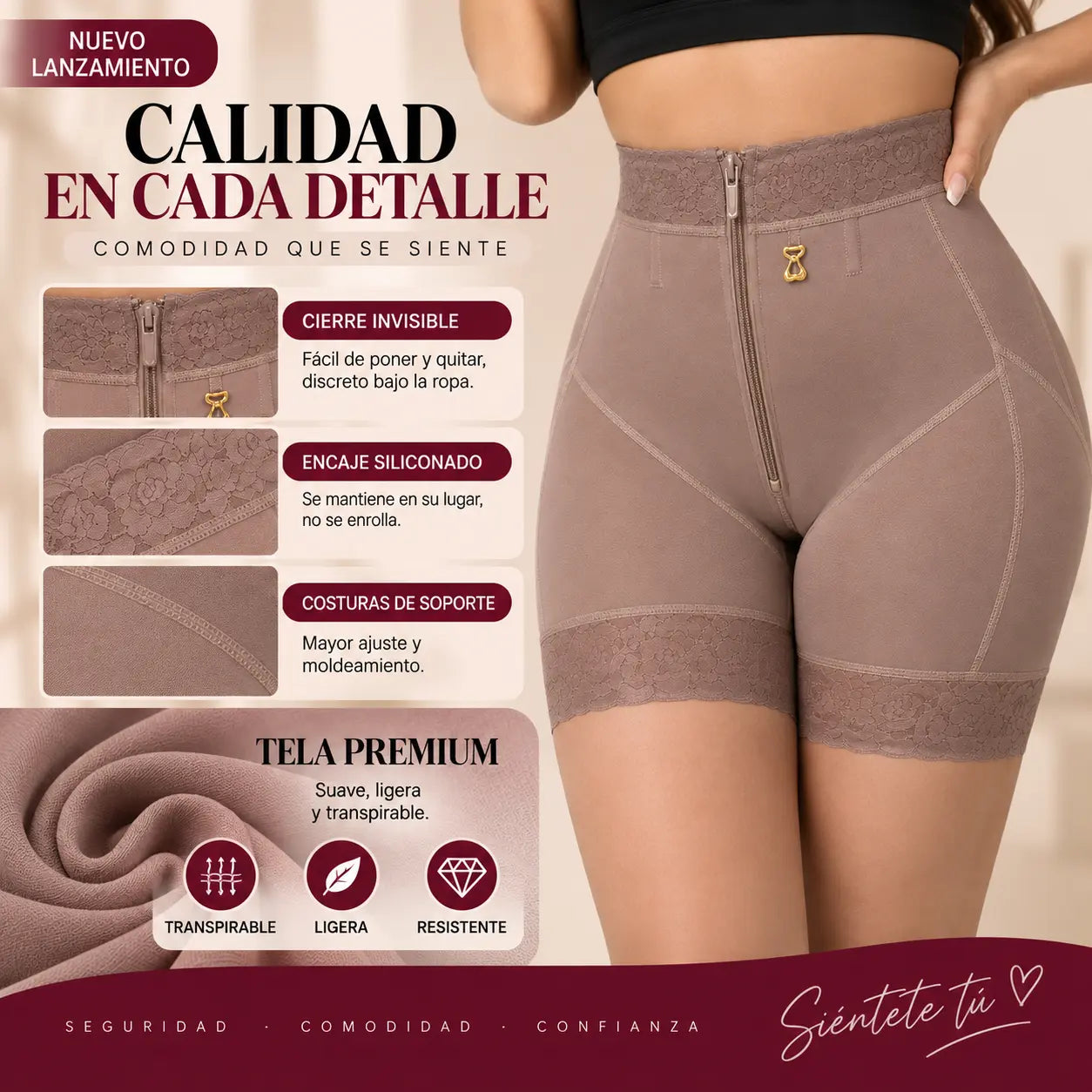 Faja Shorth Levanta Cola Cierre Invisible