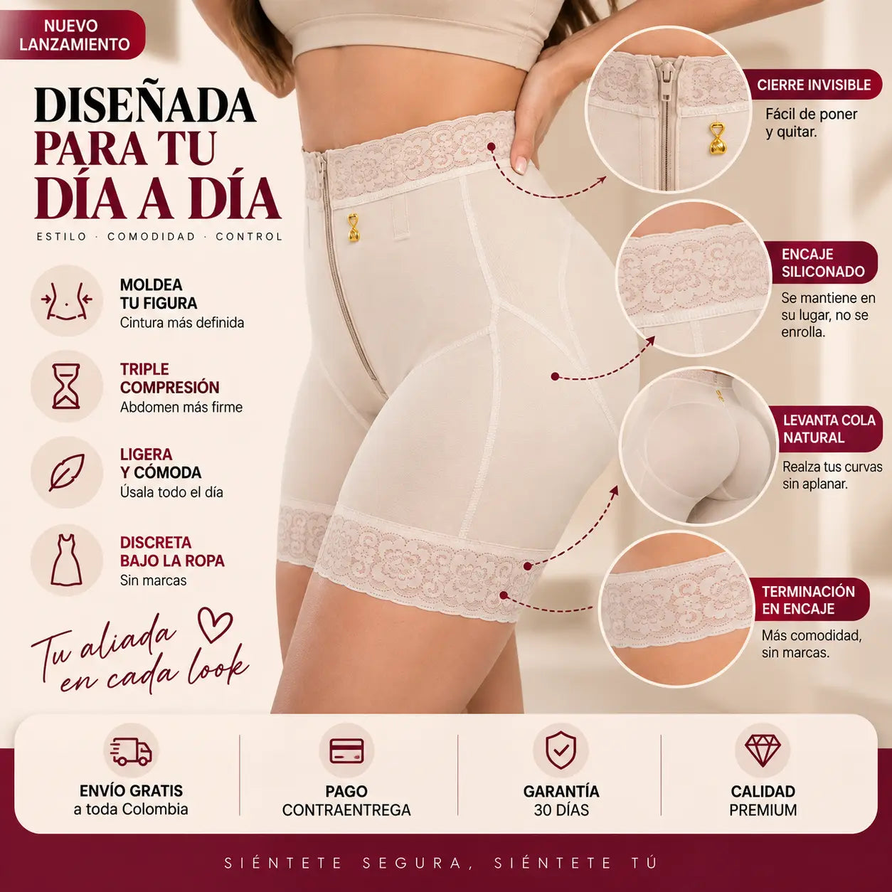 Faja Shorth Levanta Cola Cierre Invisible