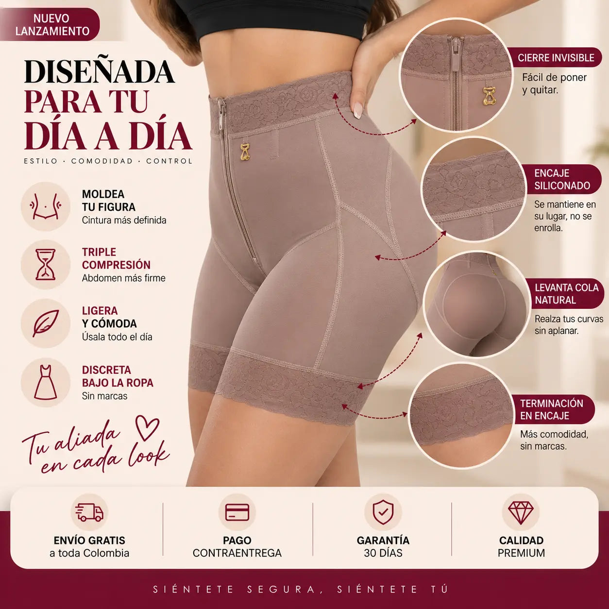 Faja Shorth Levanta Cola Cierre Invisible