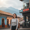 ayudame generando una imagen tipica de perfil de resdes sociales de una mujer en la ciudad de bogota colombia, la foto se espera tenga la calidad de tomada desde un celular 