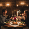 genera una imagen nueva de una pareja disfrutando una cena y es imagen para perfil de redes sociales