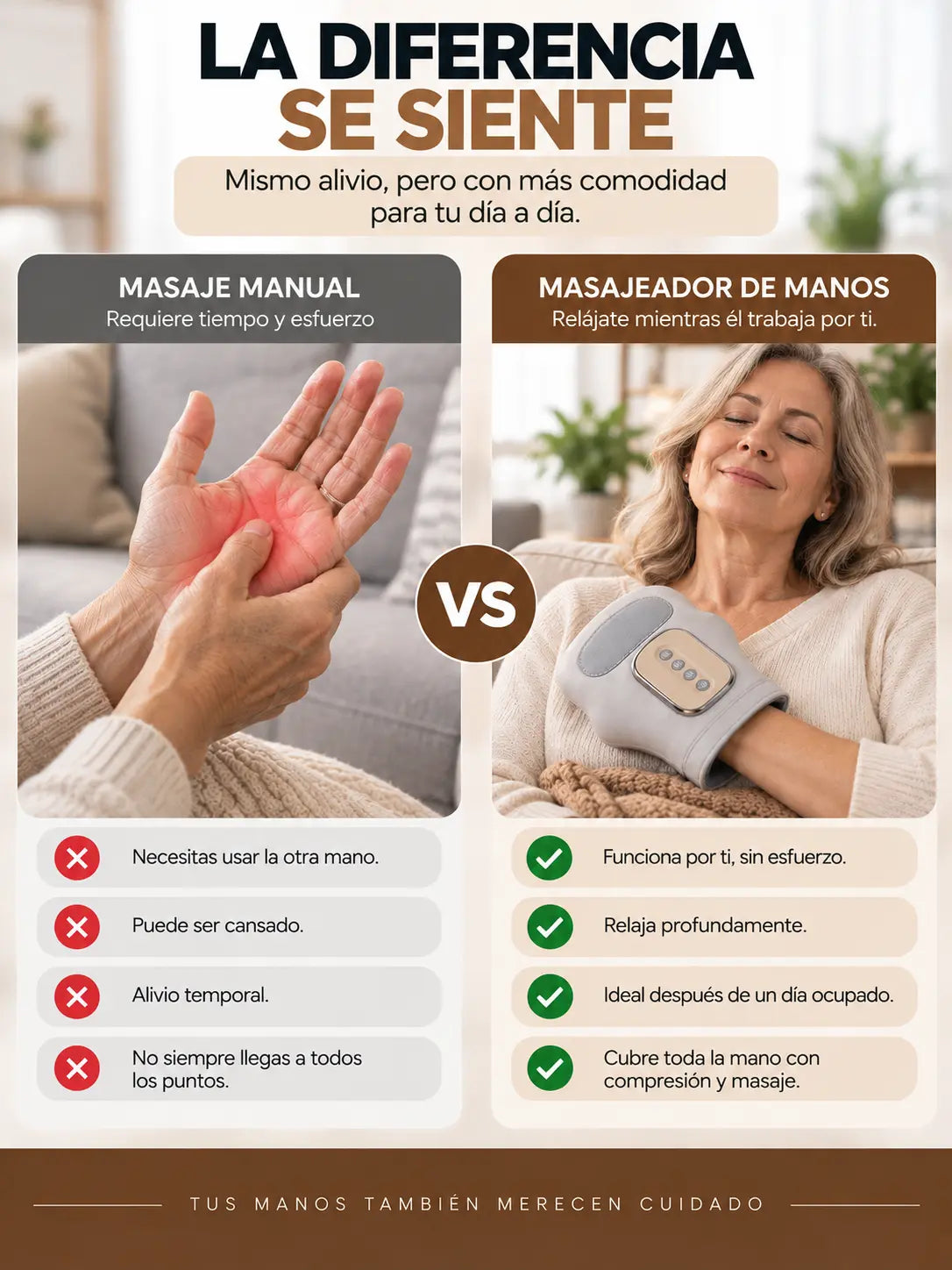 La diferencia se siente: masaje manual vs masajeador de manos