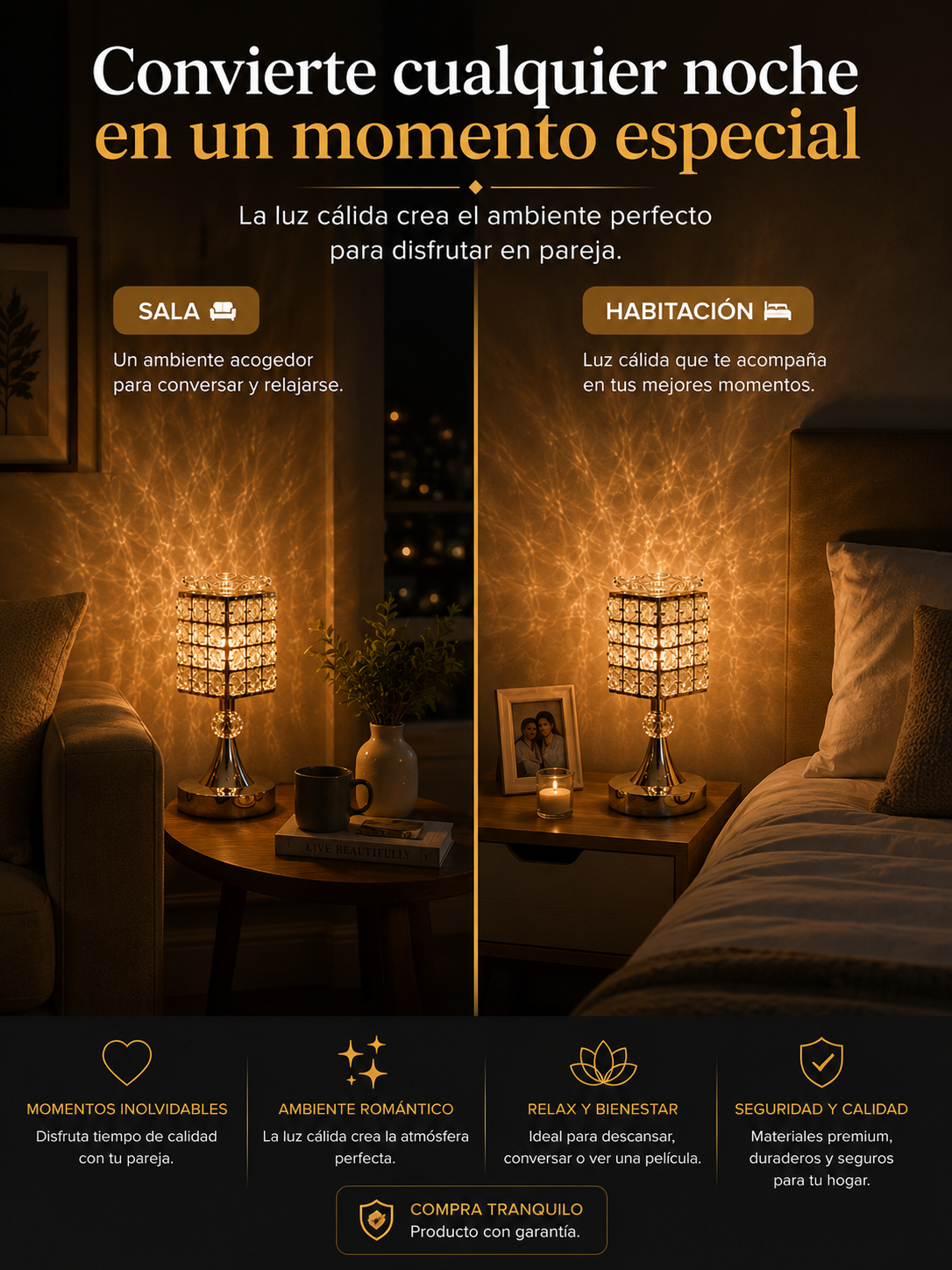 LAMPARAS DE MESA CON PEBETERO DORADA X 2