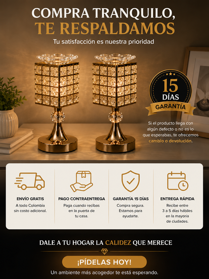 LAMPARAS DE MESA CON PEBETERO DORADA X 2