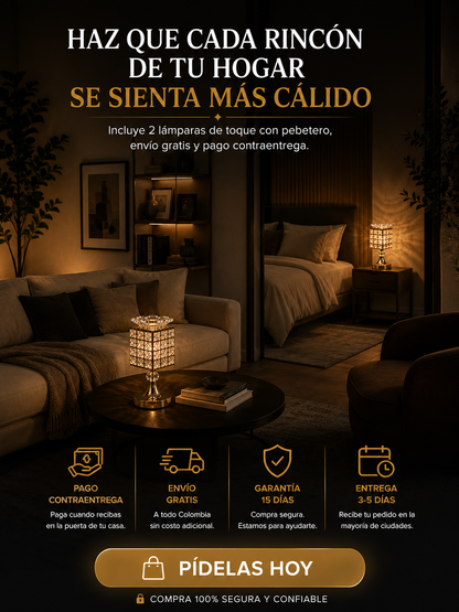 LAMPARAS DE MESA CON PEBETERO DORADA X 2