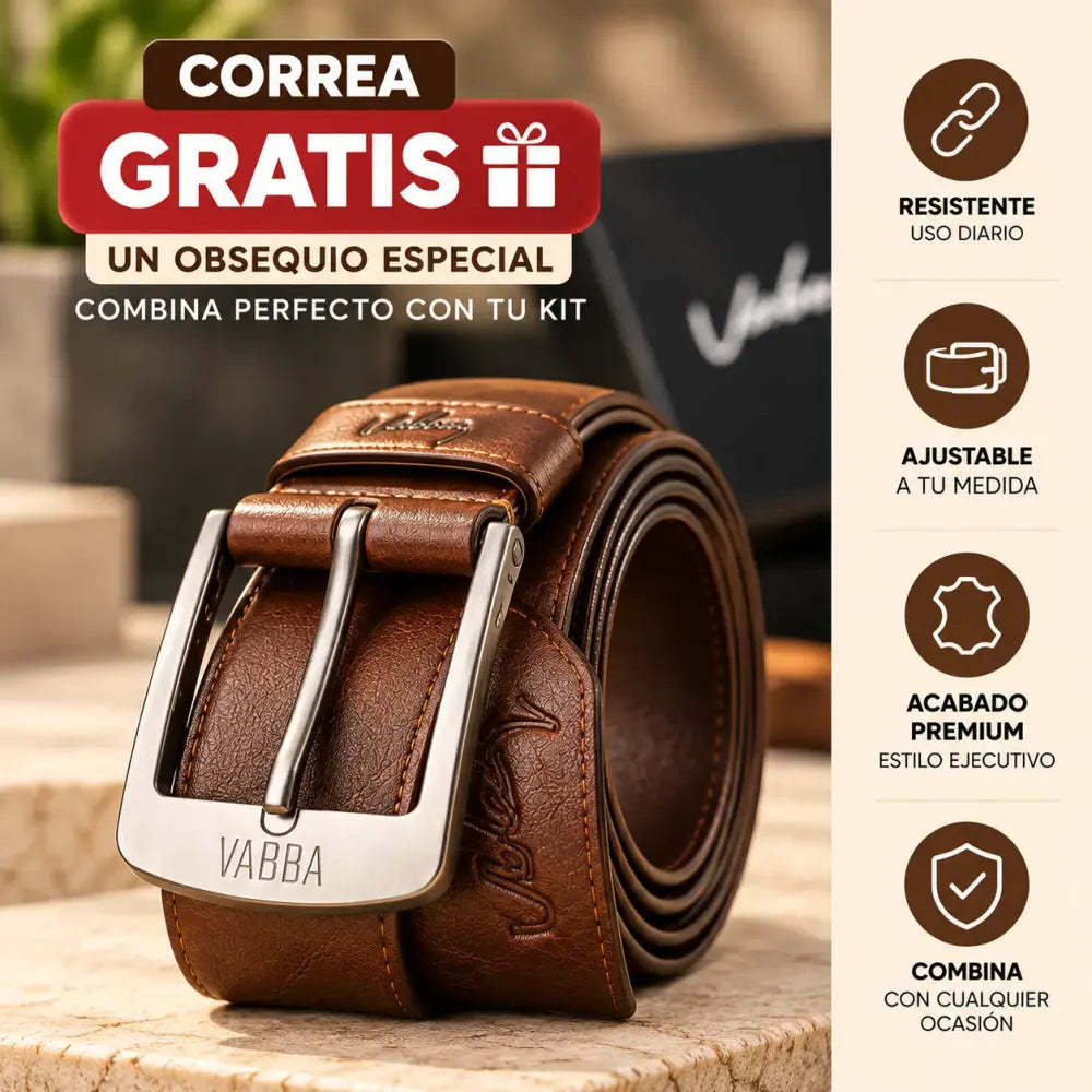 Correa de cuero de regalo con hebilla metálica