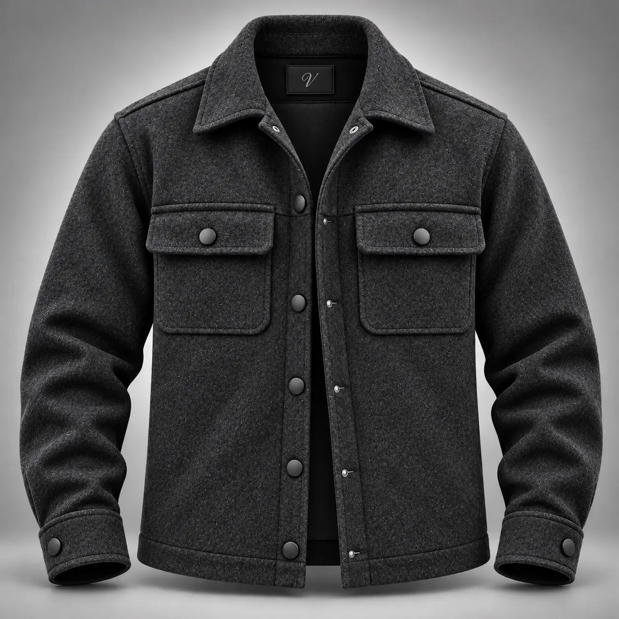 Chaqueta camisera gris oscuro